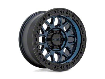 KMC GRS Midnight Blue with Gloss Black Lip 4-Wheel Kit; 17x9; -12mm Offset