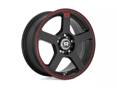 Motegi FS5 Matte Black with Red Racing Stripe 4-Wheel Kit; 16x7; 40mm Offset