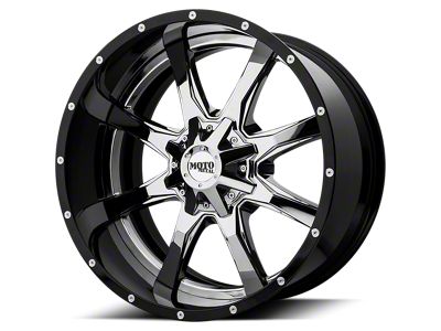 Moto Metal MO201 Chrome Center with Gloss Black Milled Lip 4-Wheel Kit; 22x12; -44mm Offset