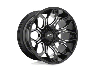 Moto Metal Sniper Gloss Black Milled 4-Wheel Kit; 22x12; -44mm Offset