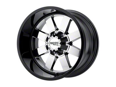 Moto Metal MO962 PVD Chrome Center with Gloss Black Lip 4-Wheel Kit; 20x12; -44mm Offset