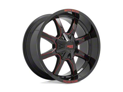 Moto Metal MO970 Gloss Black Milled with Red Tint and Moto Metal On Lip 4-Wheel Kit; 20x10; -18mm Offset; 8x170mm Bolt Pattern; 125.10mm Hub Bore
