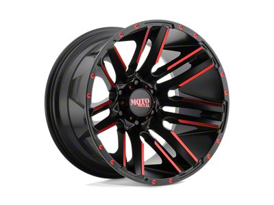 Moto Metal Razor Satin Black Machined with Red Tint 4-Wheel Kit; 20x10; -24mm Offset