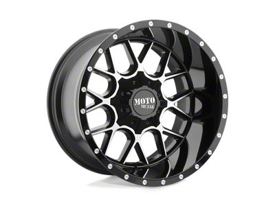 Moto Metal Siege Gloss Black Machined 4-Wheel Kit; 22x12; -44mm Offset