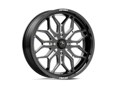 MSA Offroad Wheels Sniper Gloss Black Milled 4-Wheel Kit; 22x7; 10mm Offset