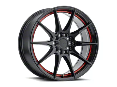 RUFF Speedster Gloss Black with Red Stripe 4-Wheel Kit; 18x8; 38mm Offset