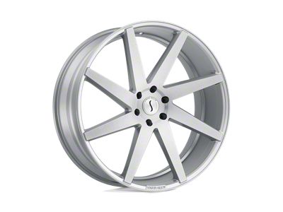Status Brute Silver with Brushed Machined Face 4-Wheel Kit; 22x9.5; 15mm Offset