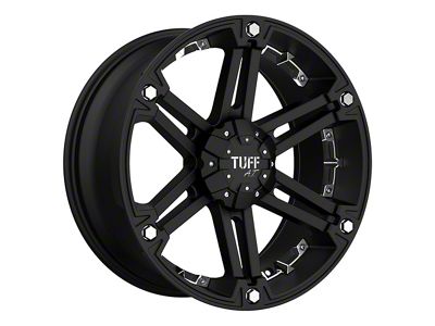 Tuff A.T. T01 Flat Black with Chrome Inserts 4-Wheel Kit; 17x8; -13mm Offset