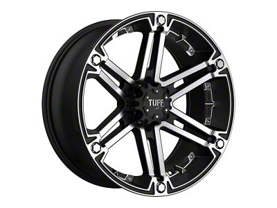 Tuff A.T. T01 Flat Black with Machined Face and Chrome Inserts 4-Wheel Kit; 20x9; -13mm Offset