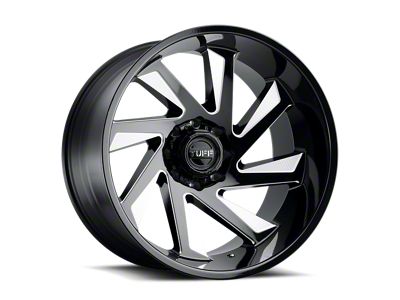 Tuff A.T. T1B Gloss Black with Milled Spokes 4-Wheel Kit; 22x12; -45mm Offset