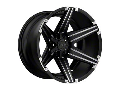 Tuff A.T. T12 Satin Black Milled with Brushed Inserts 4-Wheel Kit; 20x12; -45mm Offset