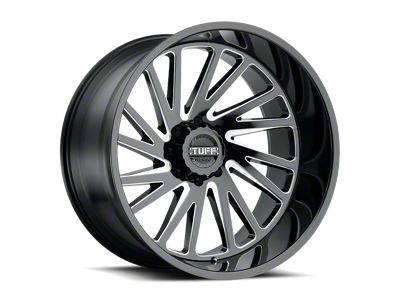 Tuff A.T. T2A Gloss Black with Milled Spokes 4-Wheel Kit; Right Directional; 22x12; -45mm Offset