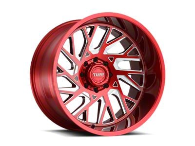 Tuff A.T. T4B Candy Red with Milled Spoke 4-Wheel Kit; 24x14; -72mm Offset