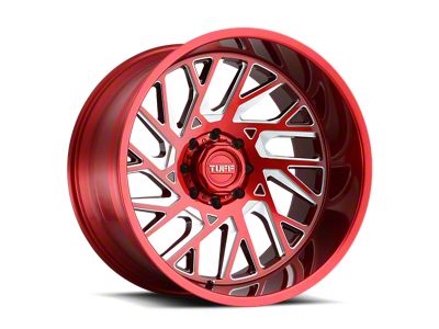 Tuff A.T. T4B Candy Red with Milled Spoke 4-Wheel Kit; 26x14; -72mm Offset