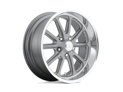 US Mag Rambler Textured Gray with Diamond Cut Lip 4-Wheel Kit; 17x8; 1mm Offset; 5x127mm Bolt Pattern; 78.10mm Hub Bore