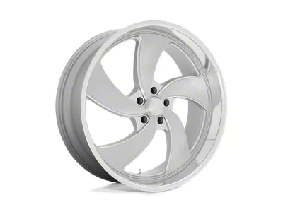 US Mag Desperado Silver Brushed Face with Milled Diamond Cut 4-Wheel Kit; Left Directional; 22x8.5; 1mm Offset