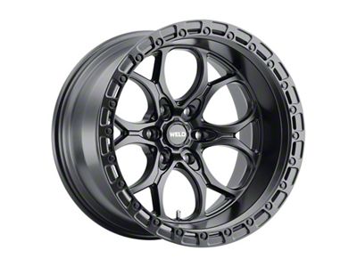 Weld Off-Road Ledge Six Satin Black 4-Wheel Kit; 20x10; -18mm Offset