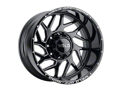 Weld Off-Road Fulcrum Gloss Black Milled 4-Wheel Kit; 20x9; 0mm Offset; 8x165.1mm Bolt Pattern; 125.10mm Hub Bore