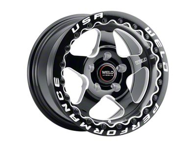 Weld Racing Ventura Beadlock Gloss Black Milled 4-Wheel Kit; 15x10; 50mm Offset