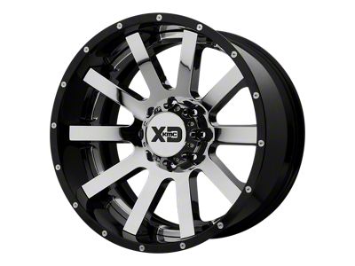 XD Heist Chrome Center with Gloss Black Milled Lip 4-Wheel Kit; 22x12; -44mm Offset; 6x139.7mm Bolt Pattern; 106.10mm Hub Bore