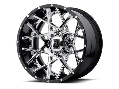 XD Chopstix Chrome Center with Gloss Black Milled Lip 4-Wheel Kit; 20x10; -18mm Offset; 8x165.1mm Bolt Pattern; 125.10mm Hub Bore