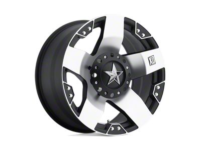 XD Rockstar Machined Face with Matte Black Windows 4-Wheel Kit; 22x9.5; 12mm Offset; 8x165.1mm Bolt Pattern; 130.81mm Hub Bore