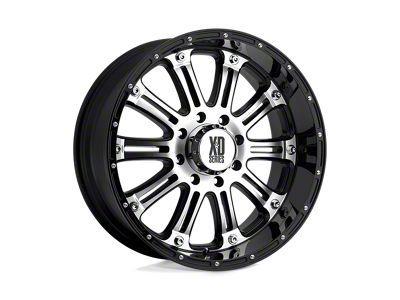 XD Hoss Gloss Black Machined 4-Wheel Kit; 20x9; -12mm Offset; 8x165.1mm Bolt Pattern; 125.10mm Hub Bore