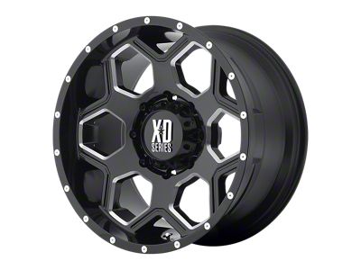 XD Batallion Gloss Black Milled 4-Wheel Kit; 20x10; -24mm Offset; 6x135mm Bolt Pattern; 87.10mm Hub Bore