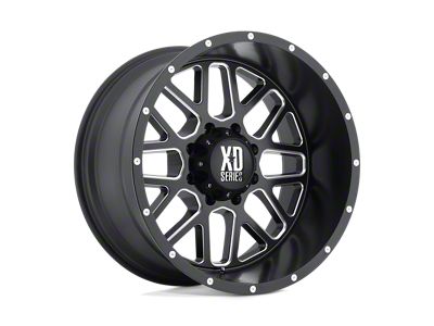 XD Grenade Satin Black Milled 4-Wheel Kit; 18x9; 18mm Offset; 6x120mm Bolt Pattern; 72.56mm Hub Bore