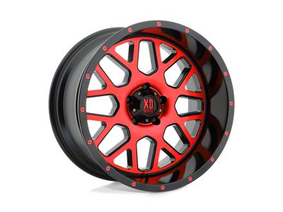 XD Grenade Satin Black Machined Face with Red Tinted Clear Coat 4-Wheel Kit; 20x10; -24mm Offset; 5x127mm Bolt Pattern; 78.10mm Hub Bore