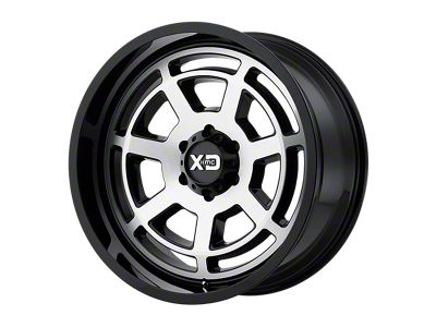 XD Bones Gloss Black Machined Face 4-Wheel Kit; 20x10; -24mm Offset; 5x127mm Bolt Pattern; 78.10mm Hub Bore