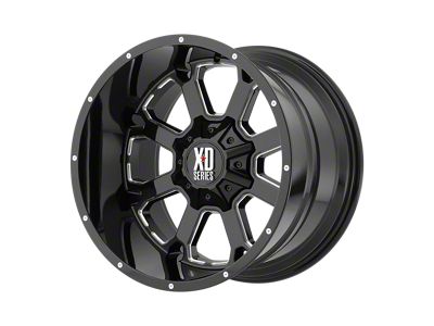 XD Buck 25 Gloss Black Milled 4-Wheel Kit; 20x10; -24mm Offset; 5x127/5x139.7mm Bolt Pattern; 78.10mm Hub Bore