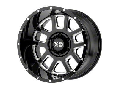 XD Delta Gloss Black Milled 4-Wheel Kit; 20x9; 0mm Offset; 8x170mm Bolt Pattern; 125.10mm Hub Bore