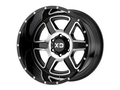 XD Fusion Gloss Black Machined 4-Wheel Kit; 20x12; -44mm Offset; 8x165.1mm Bolt Pattern; 125.10mm Hub Bore