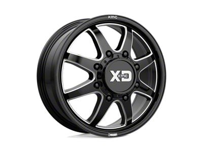 XD Pike Dually Gloss Black Milled 4-Wheel Kit; 22x8.25; 105mm Offset