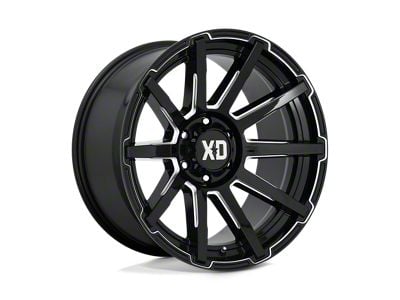 XD Outbreak Gloss Black Milled 4-Wheel Kit; 18x9; 0mm Offset; 6x135mm Bolt Pattern; 87.10mm Hub Bore