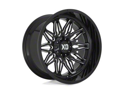 XD Gunner Gloss Black Milled 4-Wheel Kit; 22x10; -18mm Offset