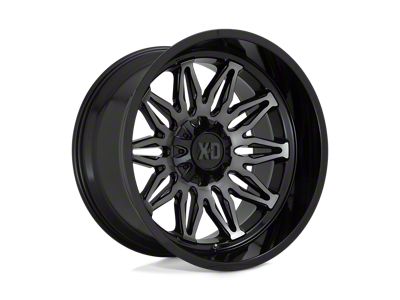 XD Gunner Gloss Black Machined with Gray Tint 4-Wheel Kit; 22x12; -44mm Offset