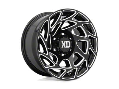 XD Onslaught Gloss Black Milled 4-Wheel Kit; 20x12; -44mm Offset; 8x165.1mm Bolt Pattern; 125.10mm Hub Bore