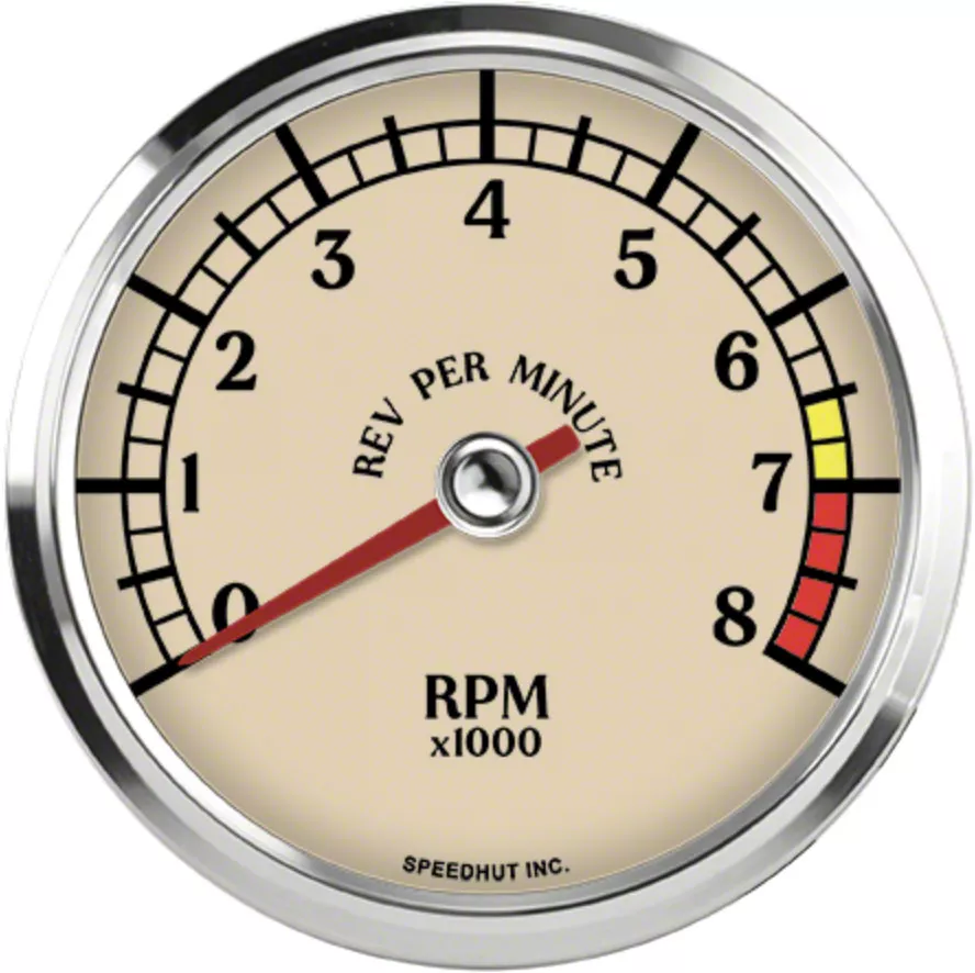 Speedhut Throtl Antique Series 3-3/8-Inch Tachometer; 8,000 RPM L3-TC3 ...