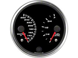 Speedhut Porsche Series 4-Inch Dual Gauge; Fuel Level; Water Temperature 120-260 Degrees Fahrenheit (Universal; Some Adaptation May Be Required)