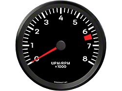 Speedhut Porsche Series 4-1/2-Inch Tachometer; 8,000 RPM (Universal; Some Adaptation May Be Required)