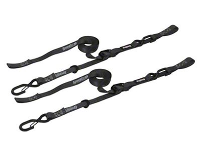 SpeedStrap 1-Inch x 10-Foot Cam-Lock Tie Downs with Snap S-Hooks and Soft-Tie; Black