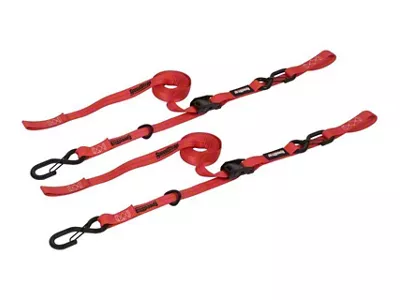 SpeedStrap 1-Inch x 10-Foot Cam-Lock Tie Downs with Snap S-Hooks and Soft-Tie; Red