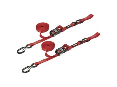 SpeedStrap 1-Inch x 15-Foot Ratchet Tie Downs with Snap S-Hooks and Soft-Tie; Red