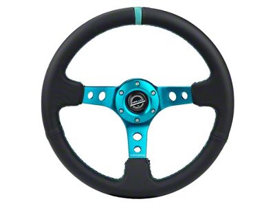 NRG Innovations Reinforce Steering Wheel 350mm / 3in. Deep Blk Leather; - RST-006TL