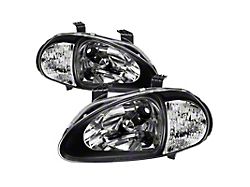 Xtune Honda Del Sol 93-97 1Pc Crystal Headlights Black HD-ON-HDEL93-1P-BK - 5014207