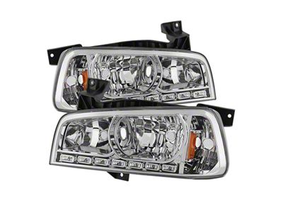 Xtune Dodge Charger 06-10 1Pc LED Crystal Headlights Chrome HD-ON-DCH05-1PC-LED-C - 5017628
