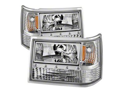 Xtune Jeep Grand Cherokee 93-98 1Pc Crystal Headlights Chrome HD-ON-JGC93-1PC-LED-C - 5017659