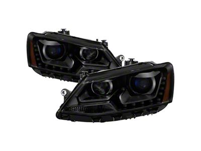 Xtune Volkswagen Jetta 11-14 DRL Projector Headlights - Black Smoked - 9036682